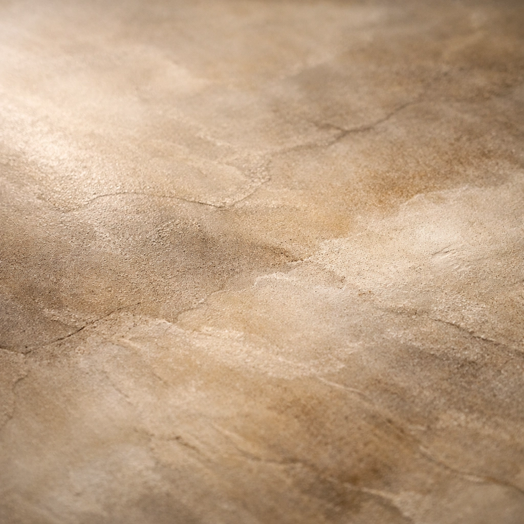 Close-up of hand-polished microcement texture showing unique artisan movement and satin luster.