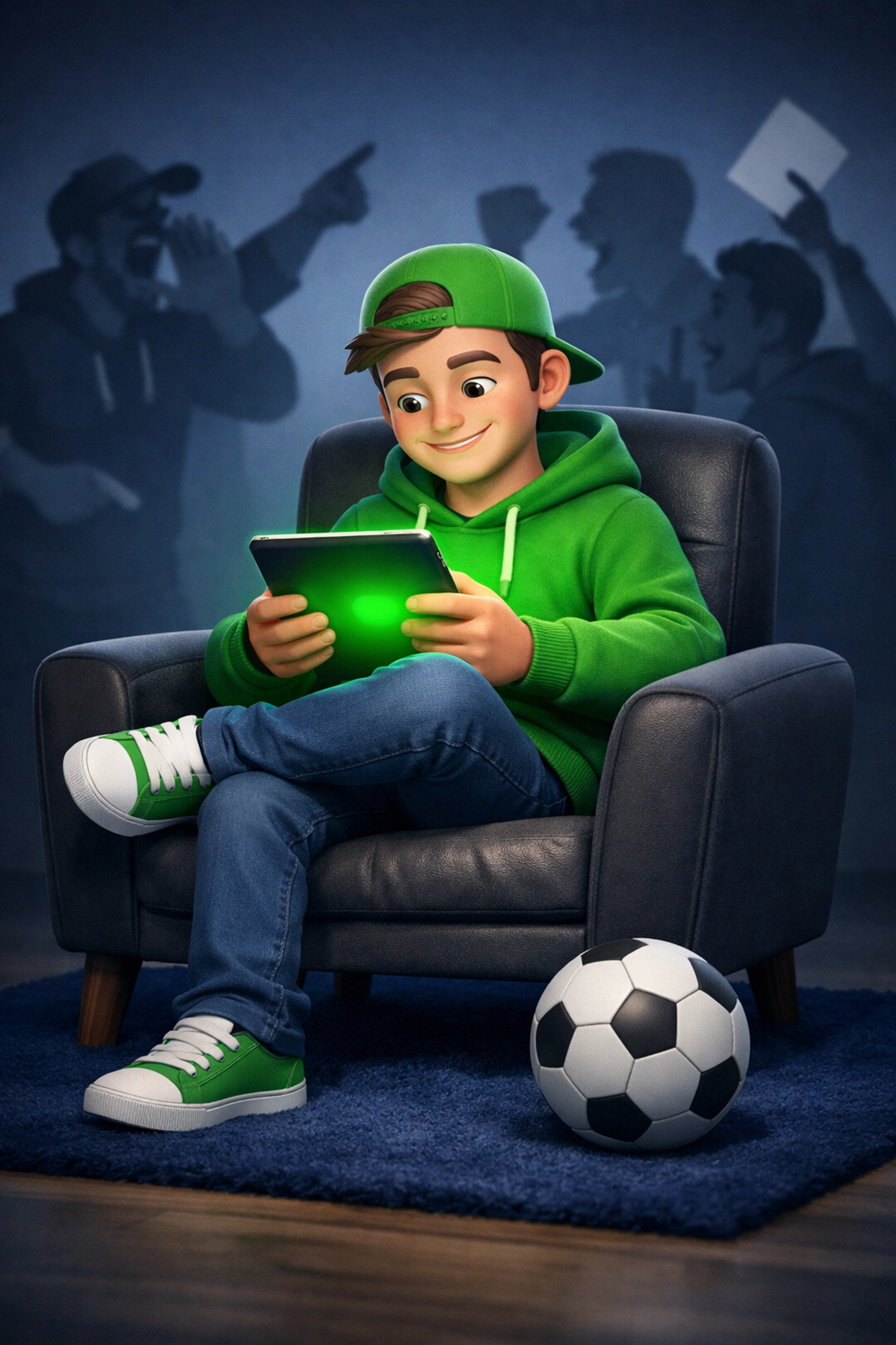 A football bettor using a tablet for data-driven research to find value without relying on tipsters.