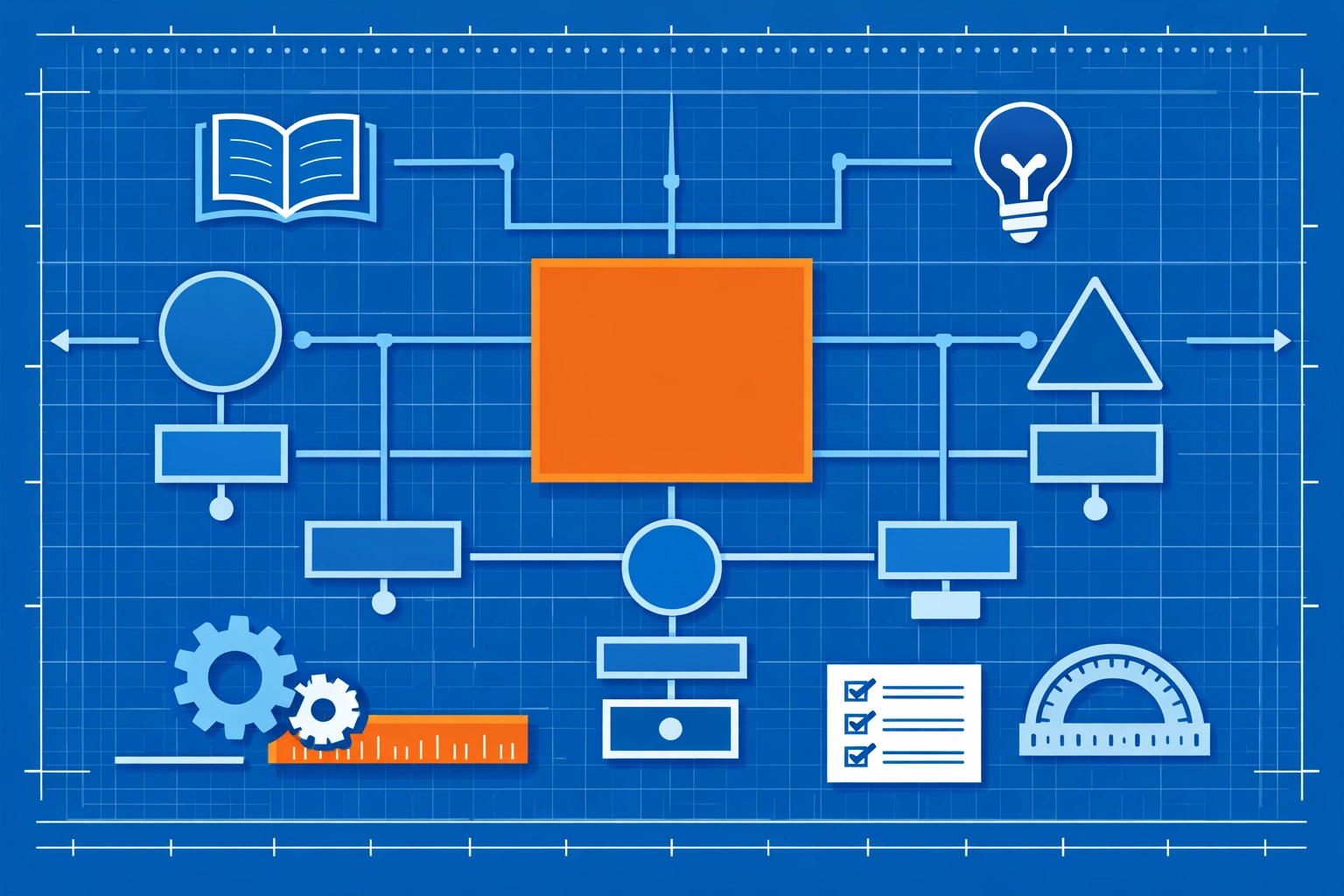Instructional design blueprint for customer education showing structured modules and digital learning paths.