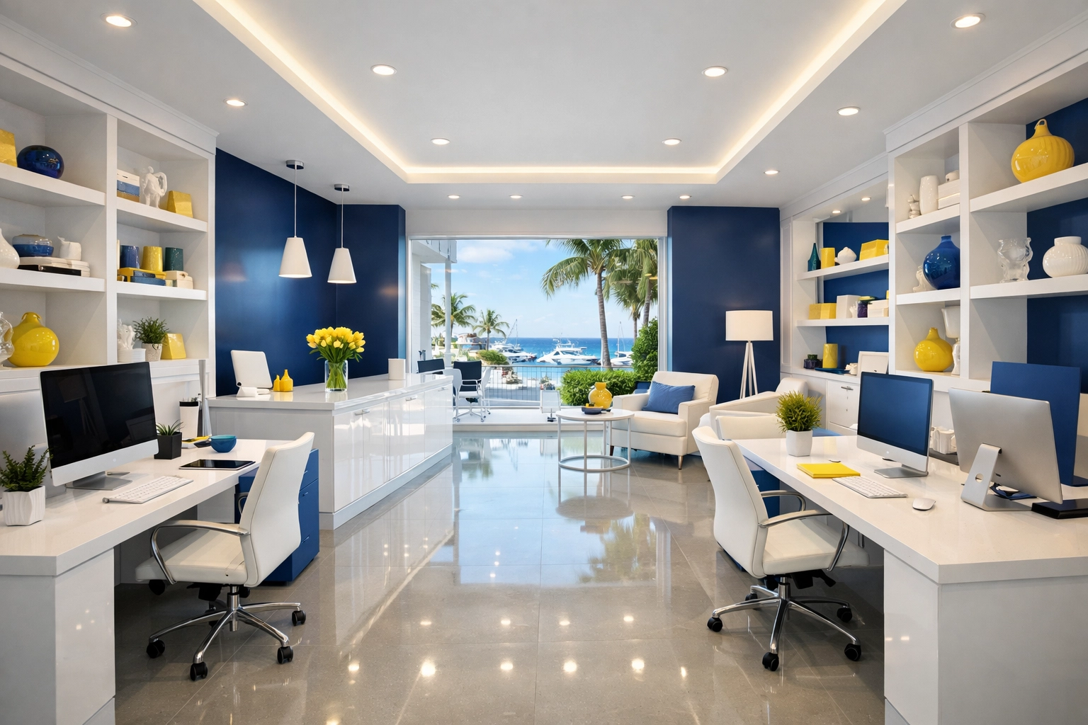 Sparkling clean Rockport office with sanitized desks and professional commercial cleaning results.