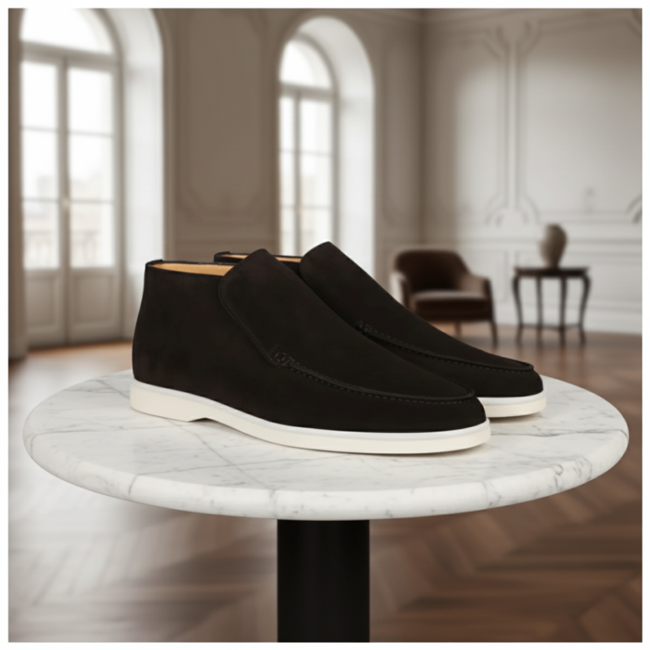 Men's black suede loafers