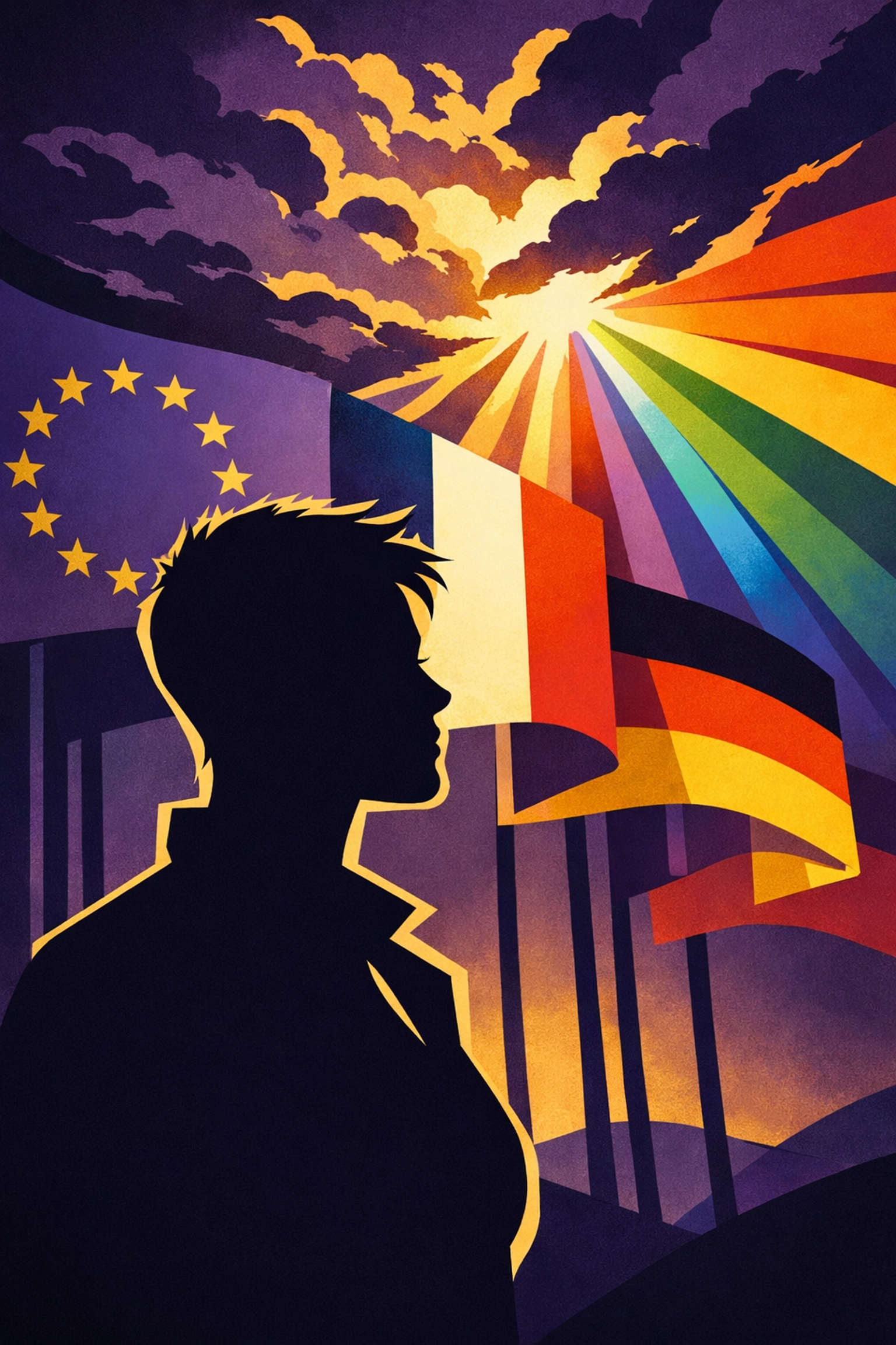 LGBTQ+ representation and authenticity symbolized through rainbow light and pride