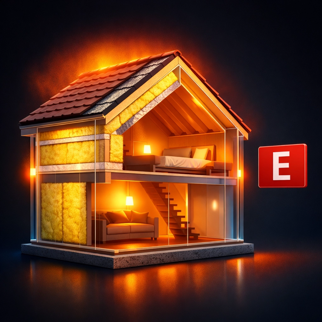 House cross-section showing energy efficiency and insulation for Scottish property EPC rating