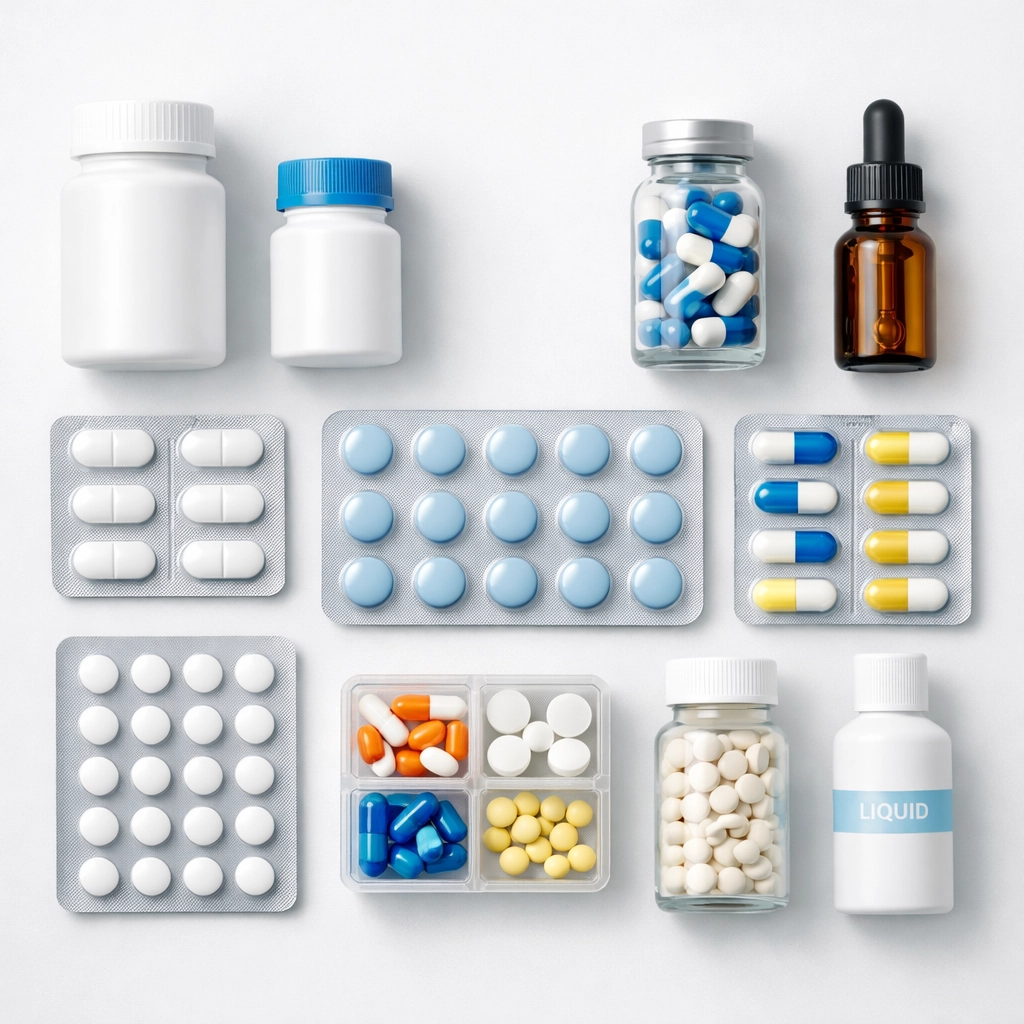 Various oral weight loss medications and non-GLP-1 alternatives on medical surface