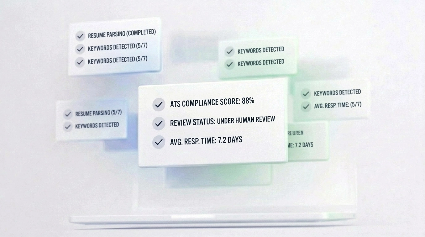 Successful job application card with a green checkmark showing candidate selection.