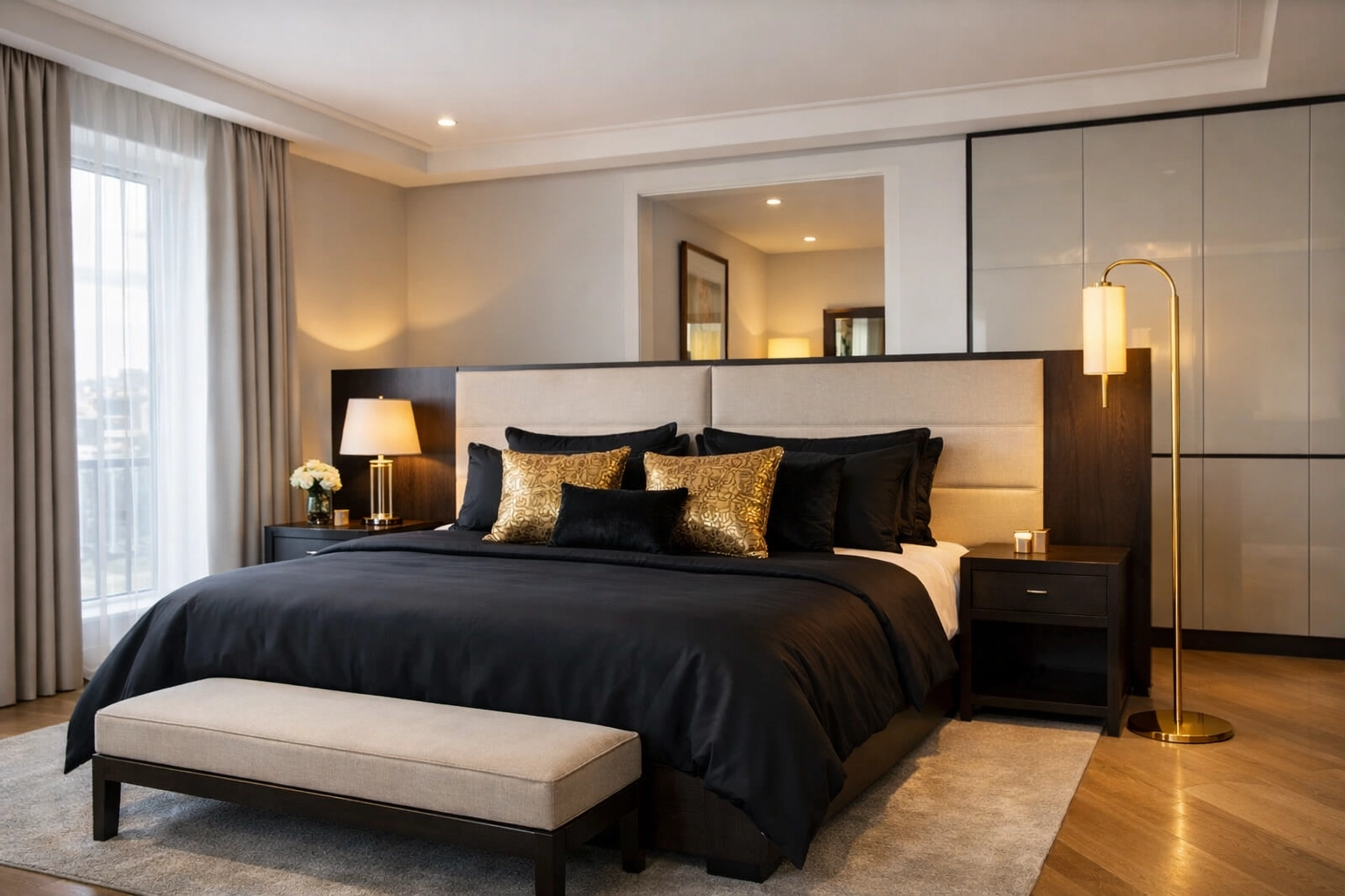 Sophisticated luxury bedroom in London reflecting professional property management excellence.
