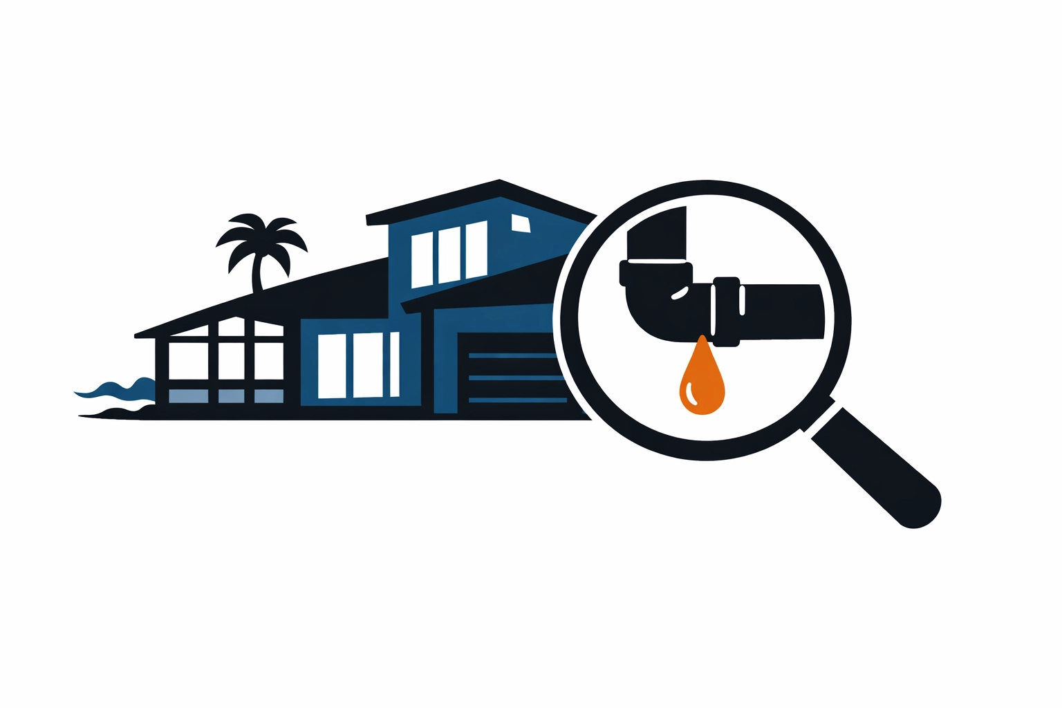 Magnifying glass revealing a hidden plumbing leak in a new Wellen Park Florida home build.