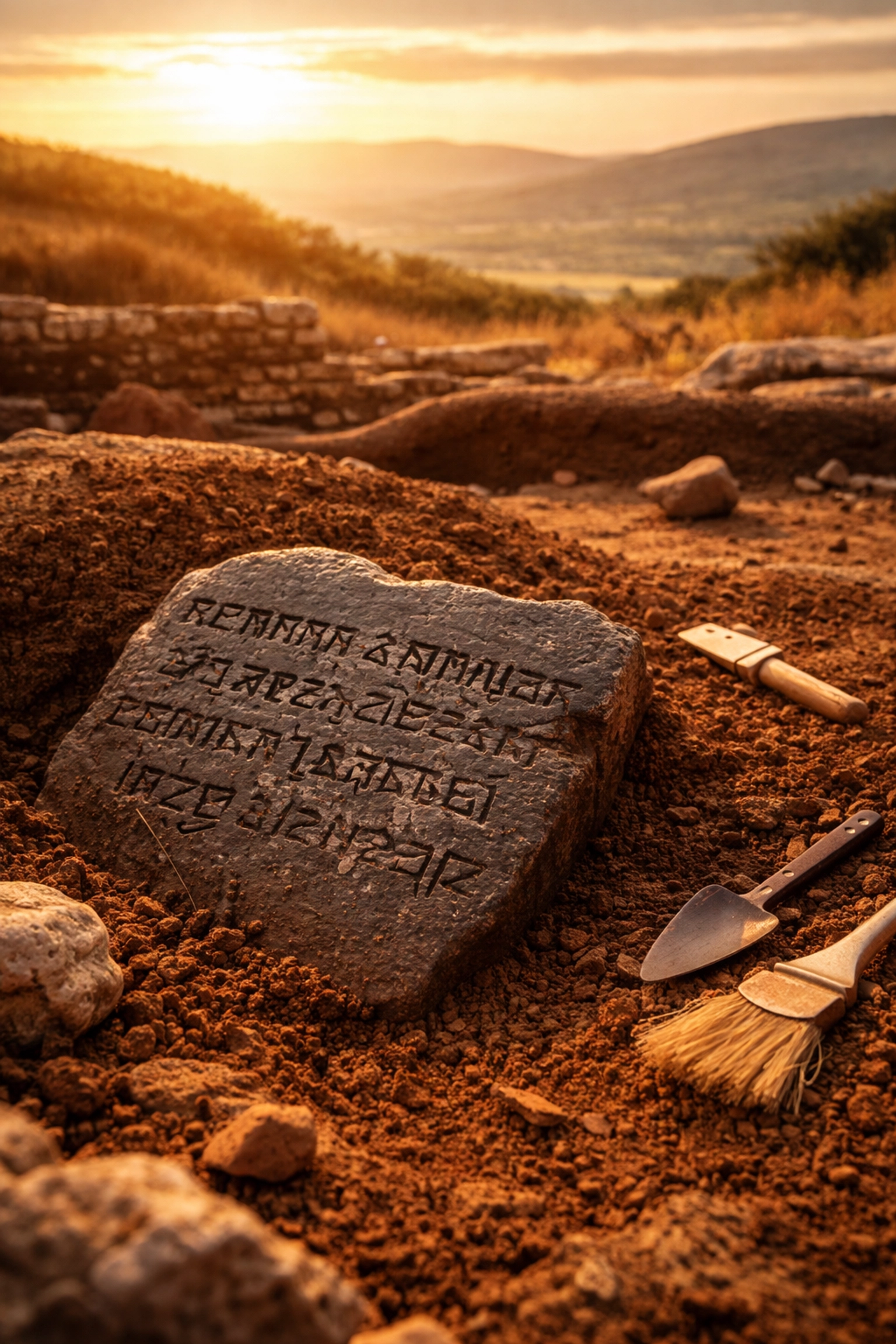 Archaeologists uncovering the Tel Dan Stele in northern Israel, a key evidence for King David’s existence