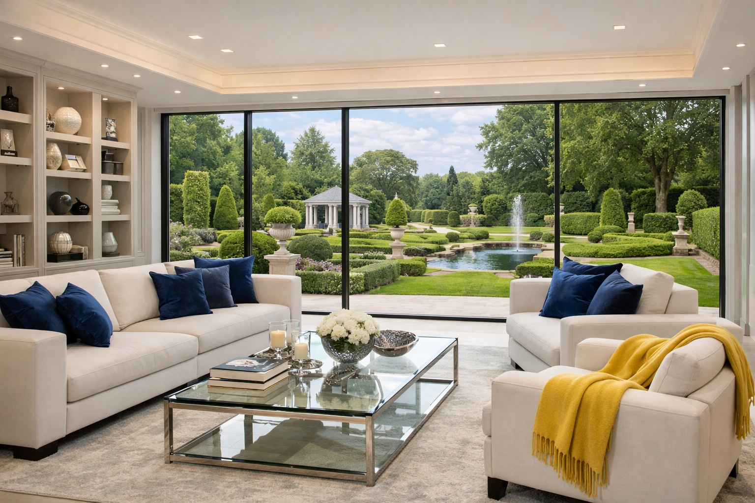 Clean luxury living room in Massachusetts after a visit from a House Cleaning Service in Shrewsbury MA.