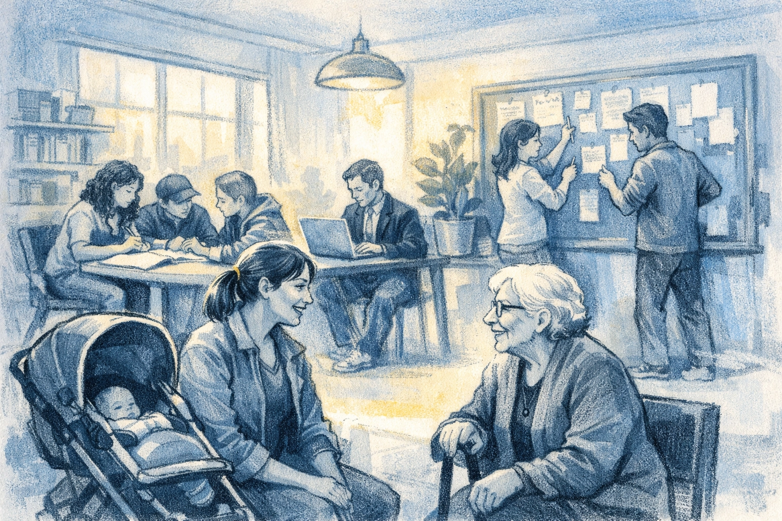 Community members connecting in welcoming church gathering space in Memphis