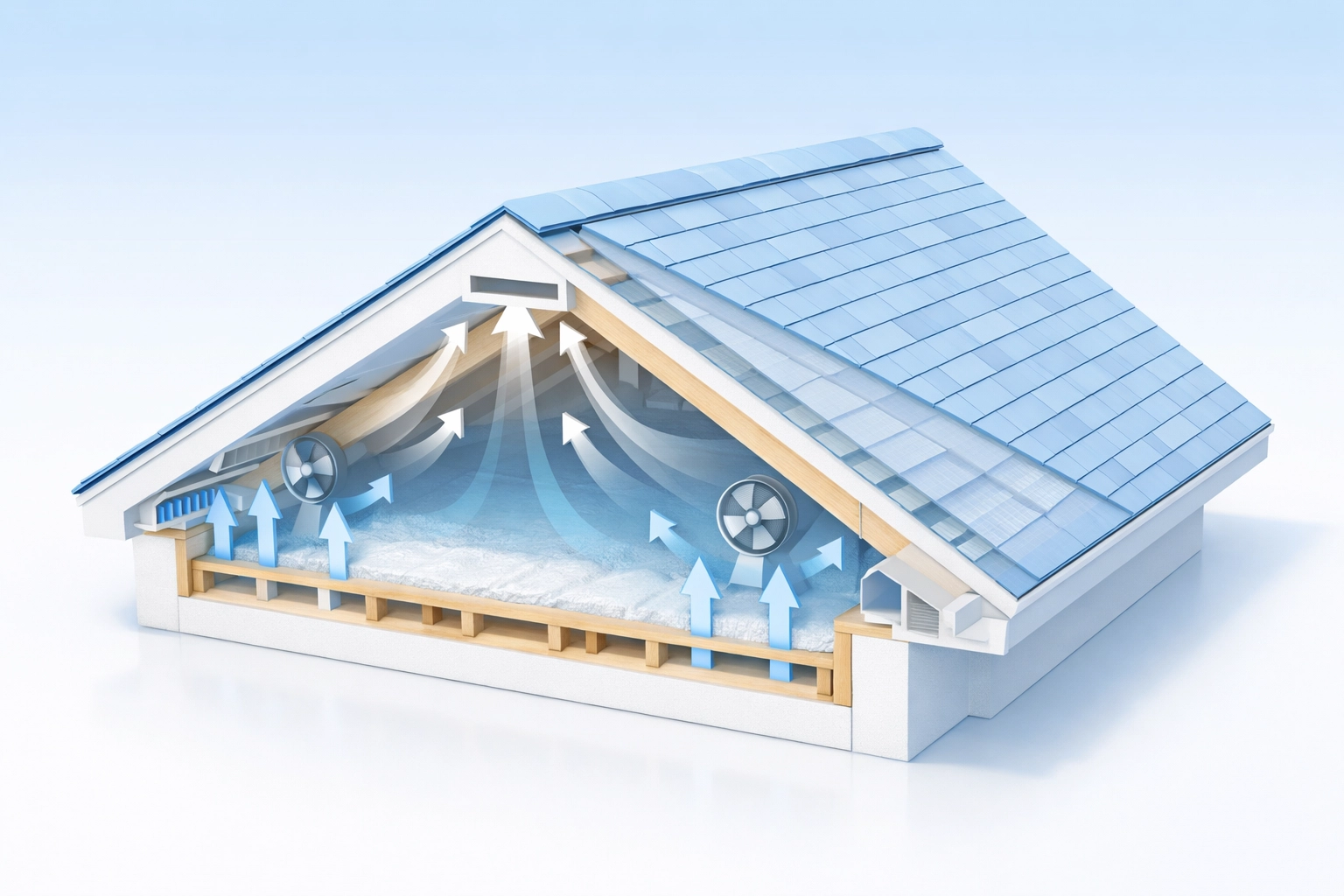 Expert roof restoration Sydney showing ventilated attic space and healthy roof structure.