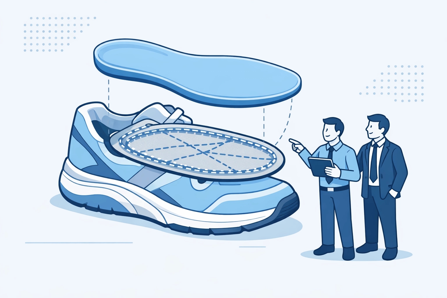 Technical illustration of internal sneaker stitching and insole details for expert authentication.