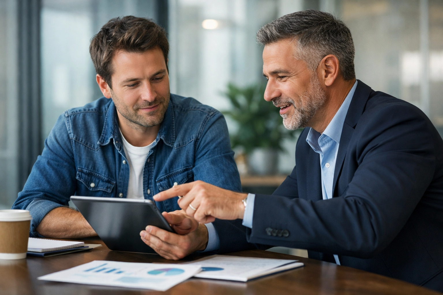 Financial expert providing strategic bookkeeping insights to a startup founder during a consultation.