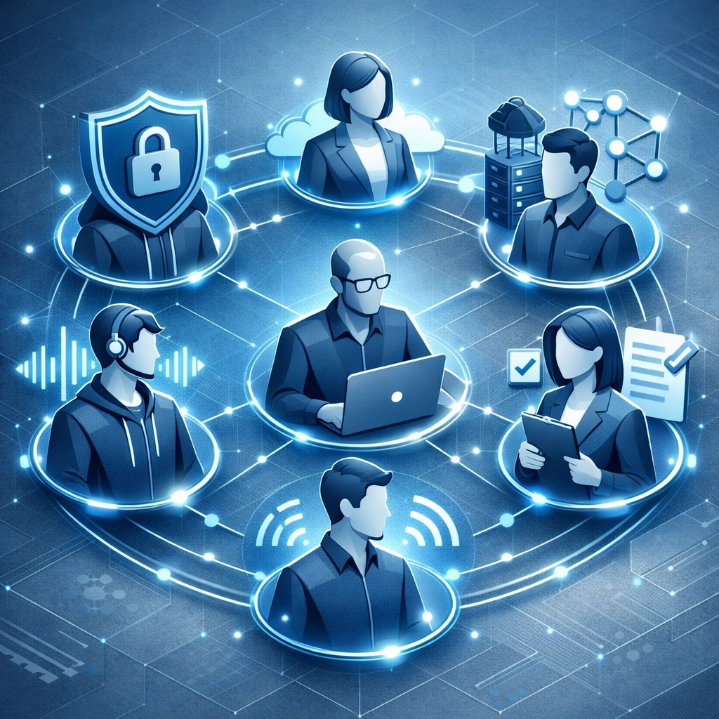 Managed service provider team of IT specialists with cybersecurity and cloud expertise