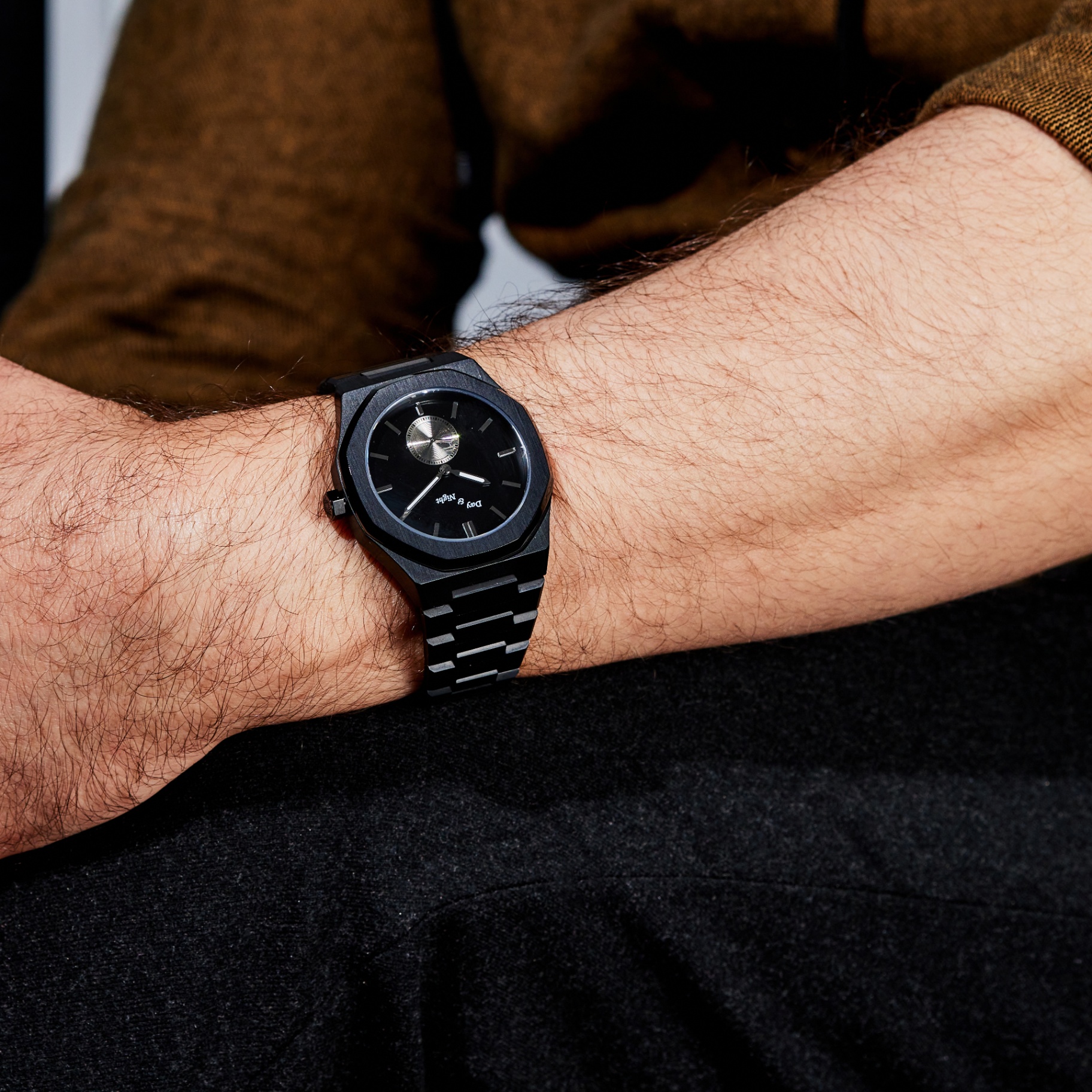 Day & Night Watch Co. Men's Black Stainless Steel Watch