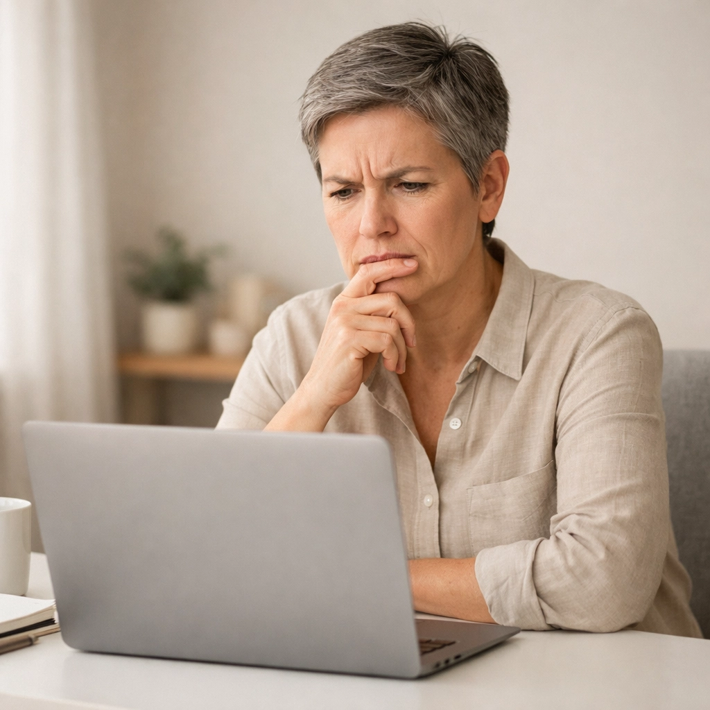 Confused taxpayer struggling with DIY tax filing software without professional guidance