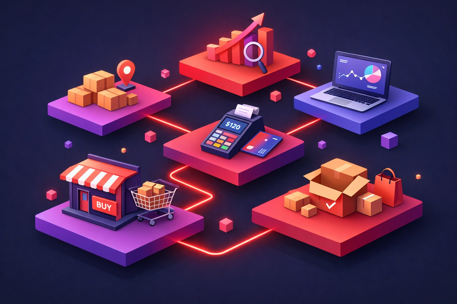 E-commerce website platform components including shopping cart, payments, and analytics for UK online shops