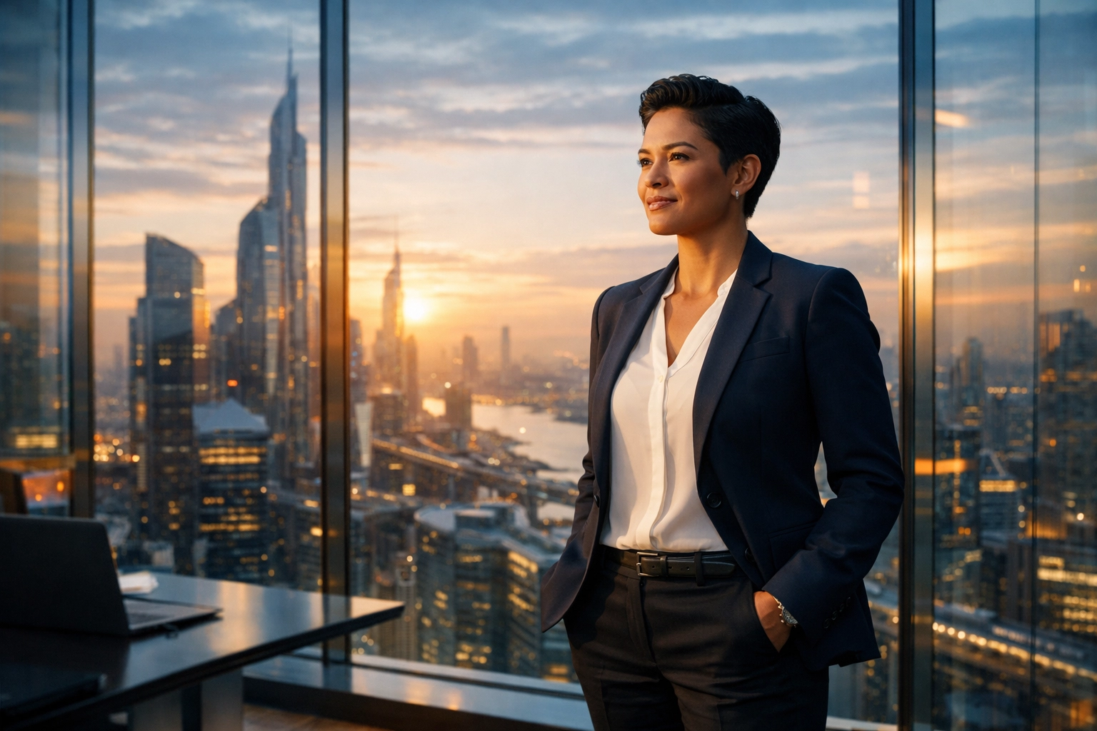 A confident business owner in a modern office planning a 2026 growth strategy and SBA 7(a) loan path.