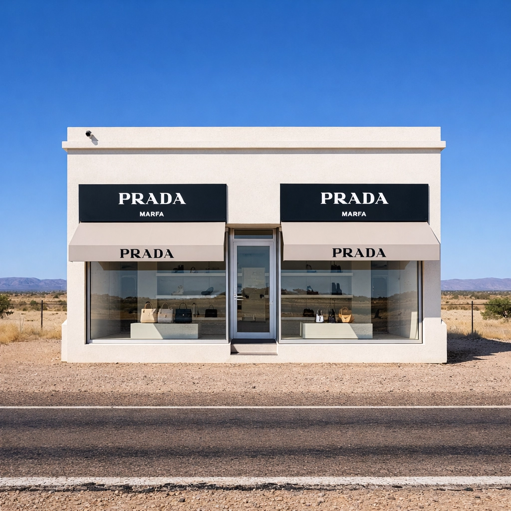 Prada Marfa art installation in the Texas desert, an iconic example of remote instagrammable places without crowds.