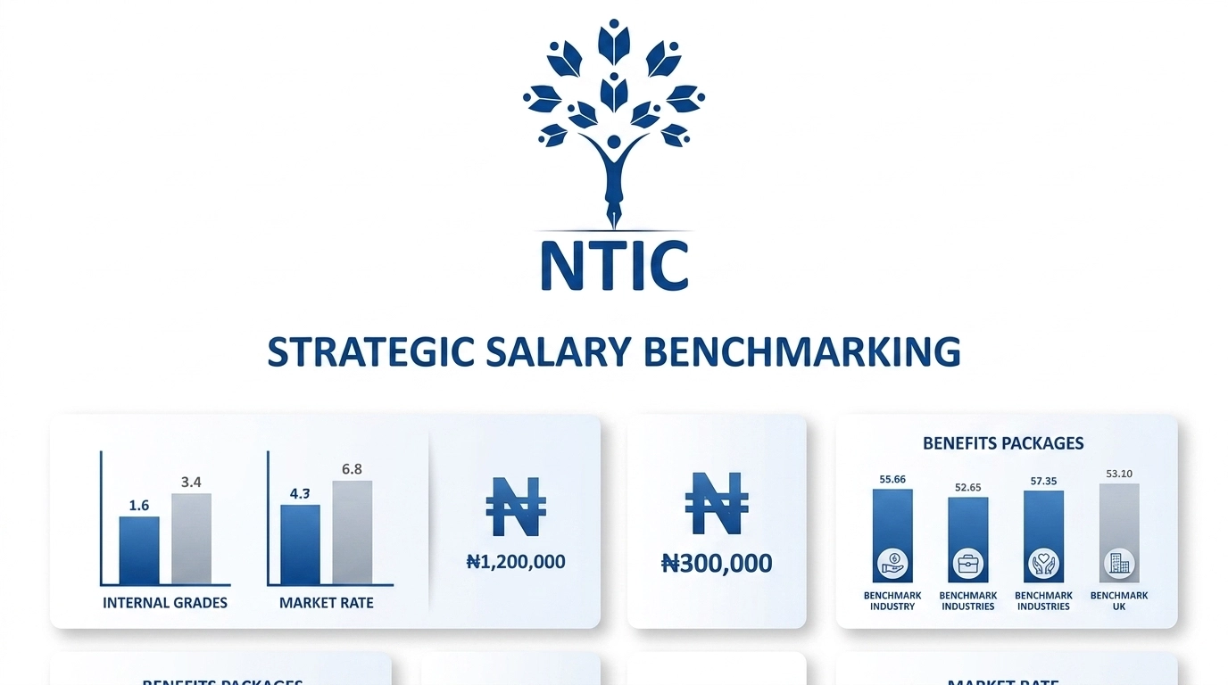 A flat illustration representing strategic financial planning and salary benchmarking with a minimalist bar chart and currency symbols.