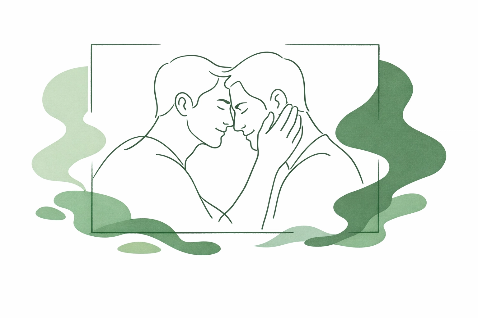 Two men in a tender moment embracing queer identity and resilience beyond the binary gaze.