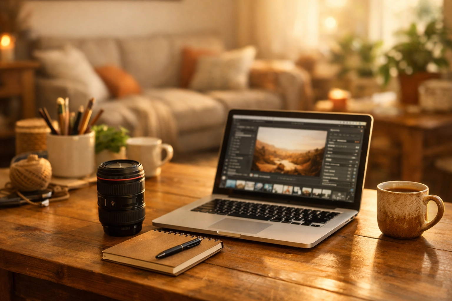 Creative side hustle workspace representing unreported gig economy income for tax preparation.