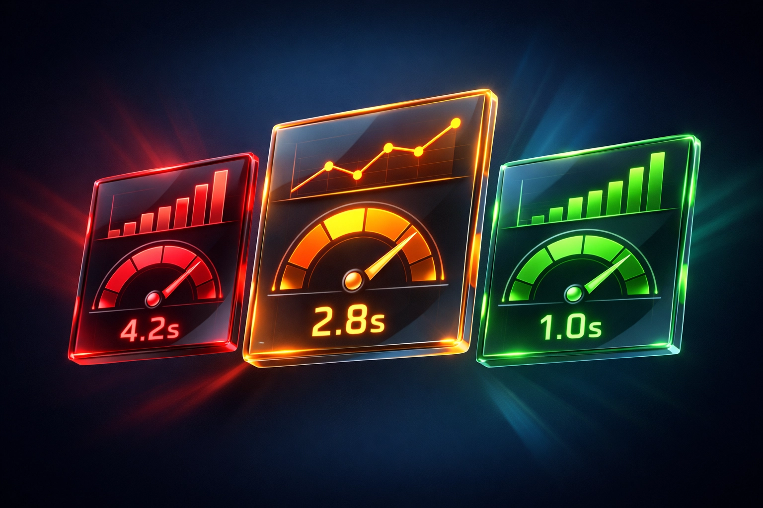 Core Web Vitals dashboard showing LCP, FID and CLS performance metrics for website speed
