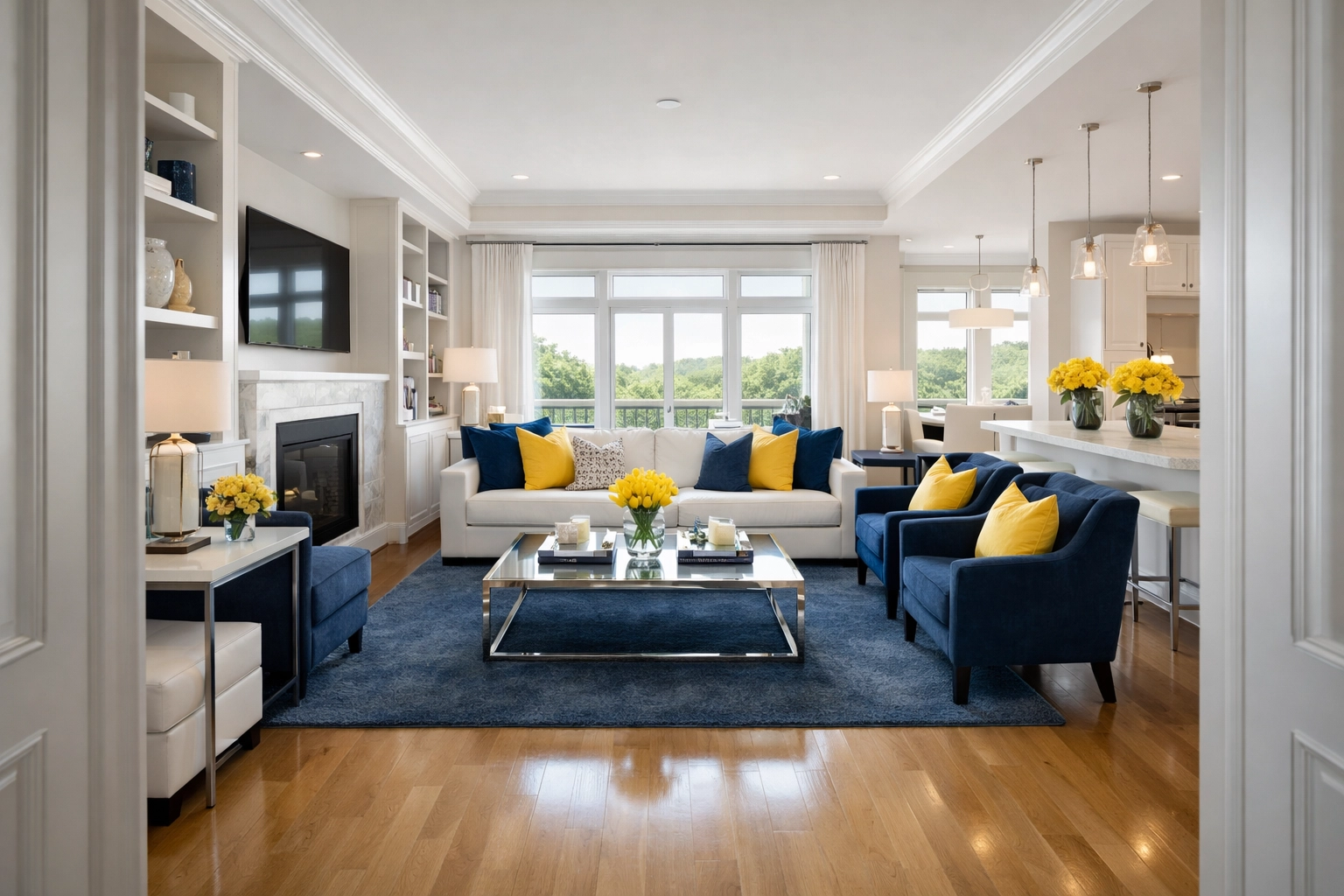 Immaculate living room in a Westborough apartment after professional apartment cleaning services.