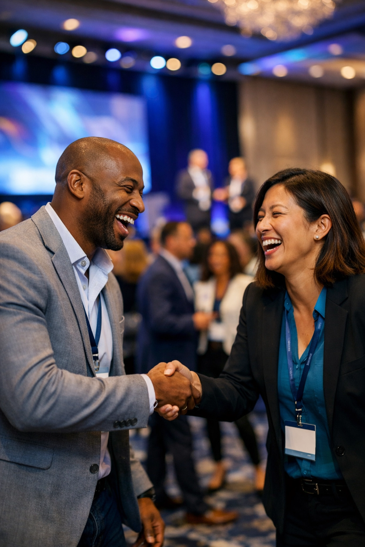 Corporate event photographer miami capturing professionals networking at a luxury conference.