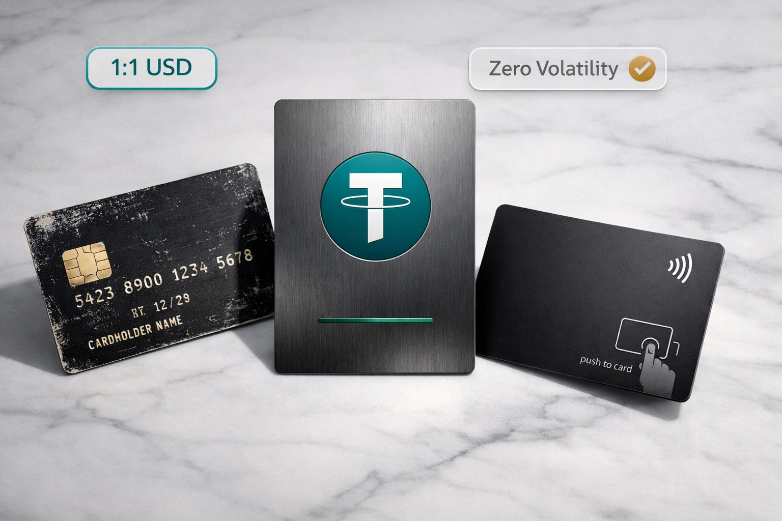 LUSD stablecoin payment cards showing 1:1 USD parity and zero volatility for merchant transactions