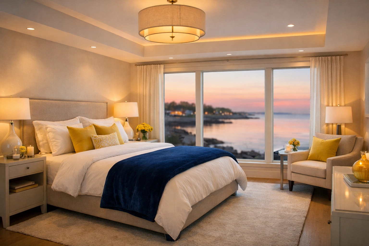 Clean and organized master suite in a Cohasset estate featuring expert bi-weekly cleaning Cohasset.