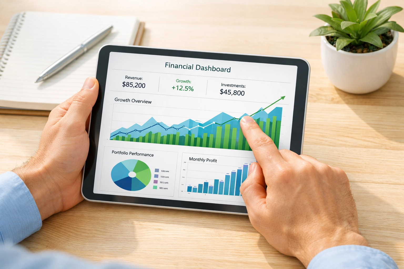 Tablet displaying upward financial growth from proactive business tax planning