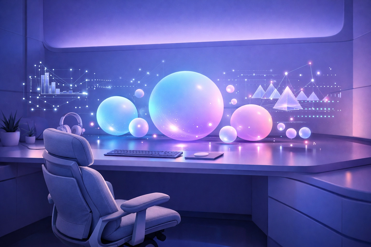 A peaceful, modern workspace representing a neuro-inclusive future where environments adapt to neurodivergent needs.