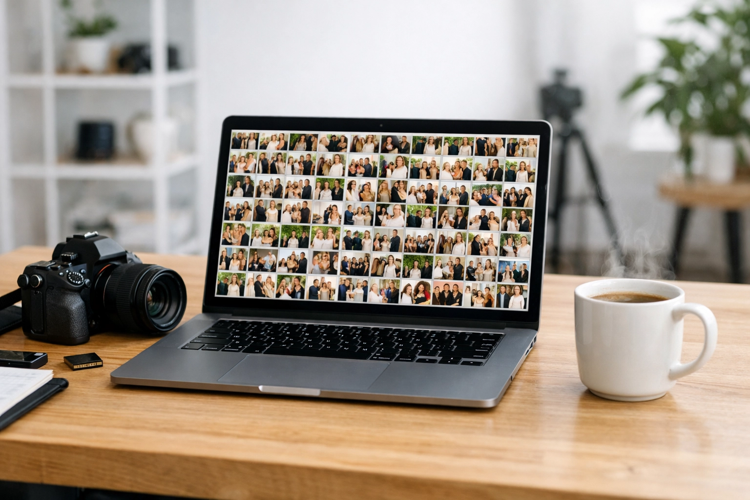 A professional photography workflow setup for batch image compression and high-res file management.