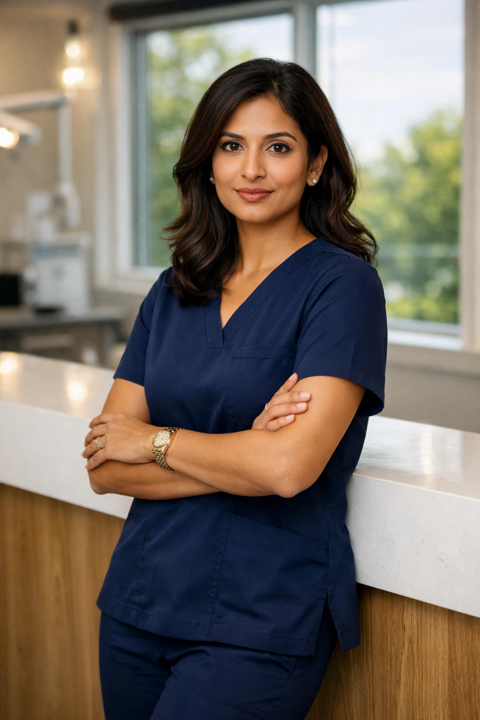 Confident female dentist and practice owner in Montgomery Ohio dental office