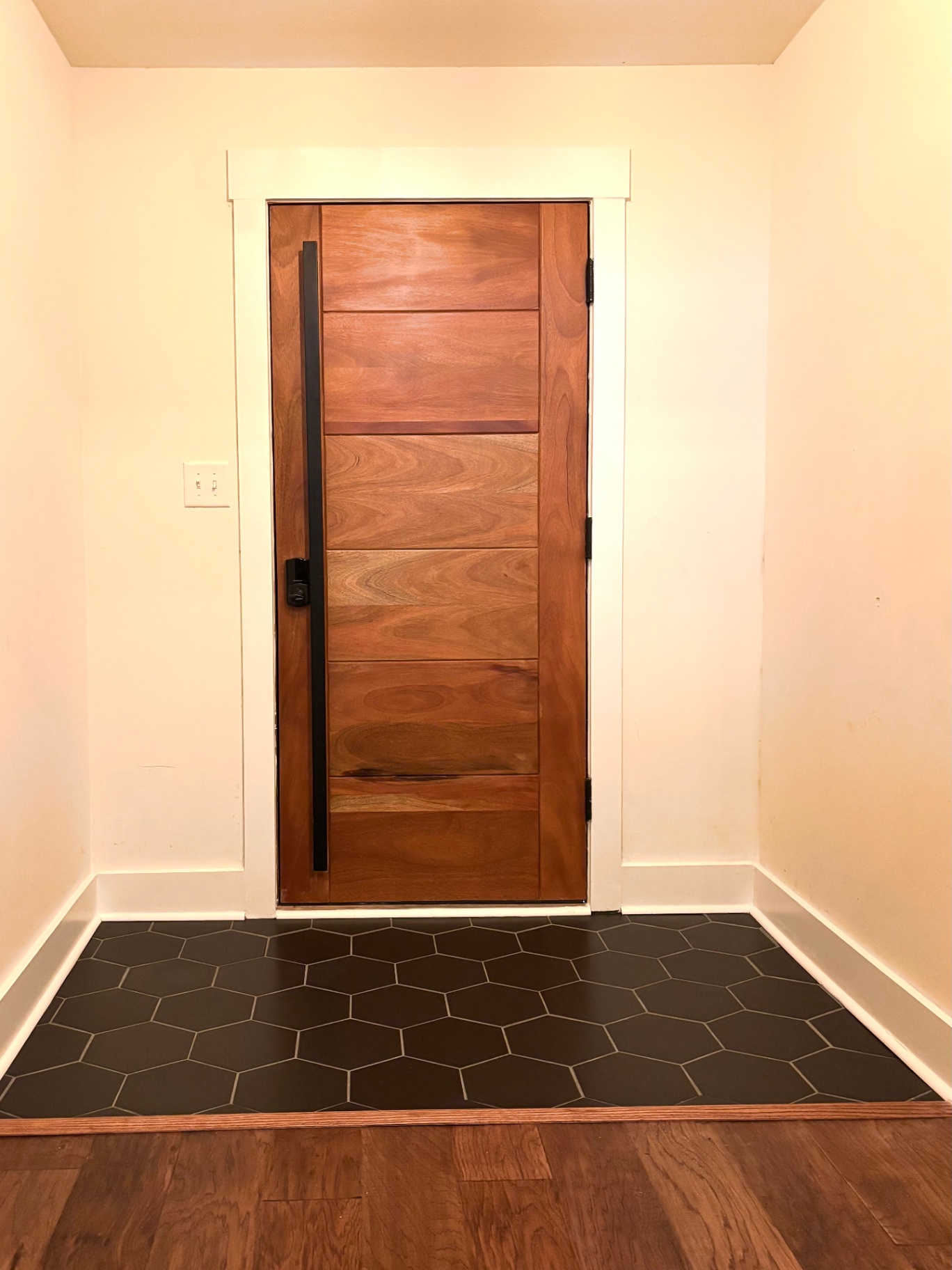 Modern Wood Entry Door with Black Hardware