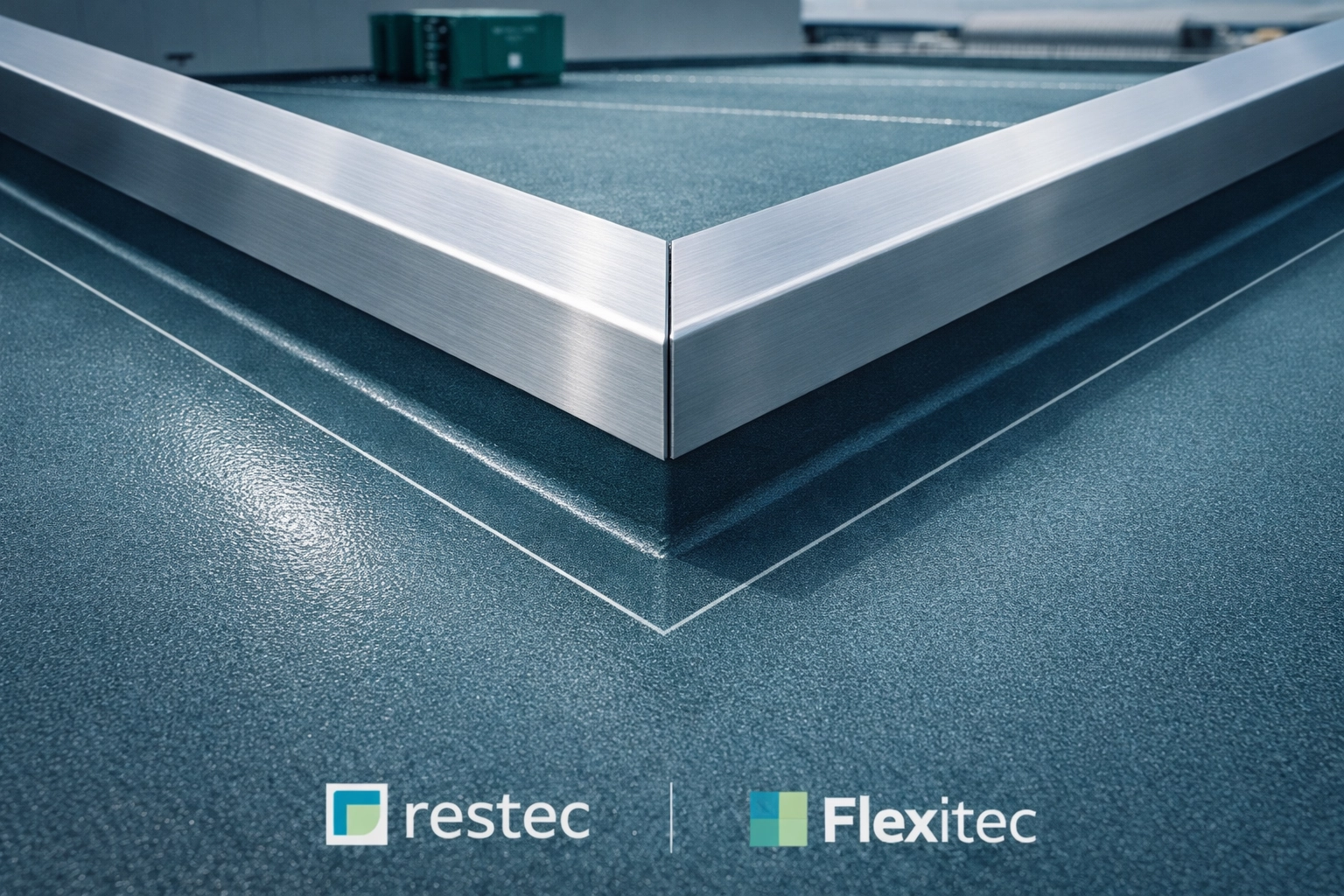 Durable, seamless Flexitec roof coating with crisp detailing on a commercial flat roof corner.