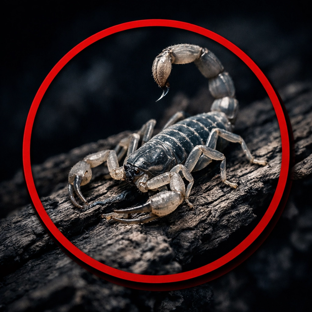 Arizona Bark Scorpion on wood, representing the specific pests targeted by Coolidge scorpion exclusion services.