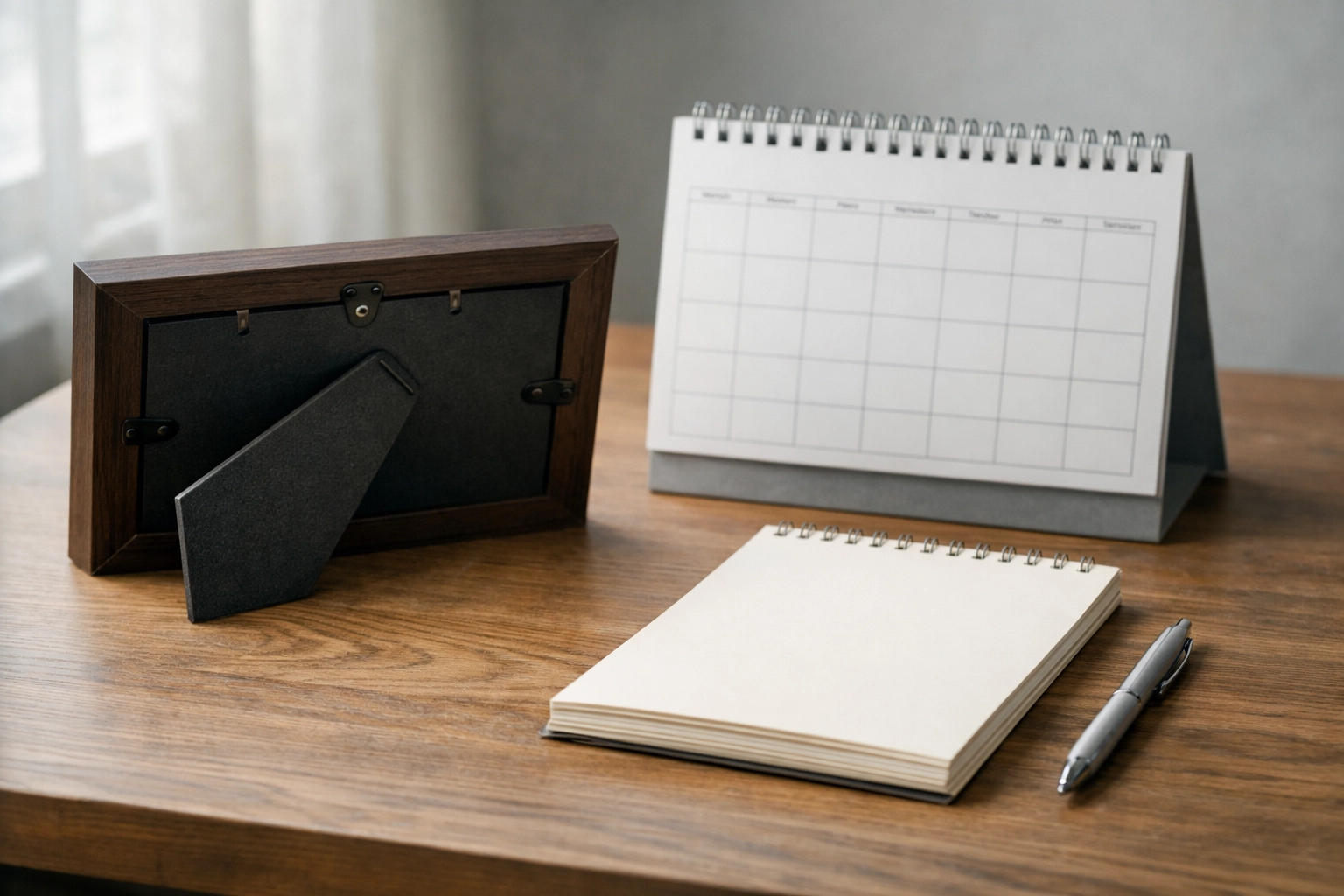 Grandparentsโ rights in Virginia: calendar and visitation scheduling notebook beside a turned-down photo frame
