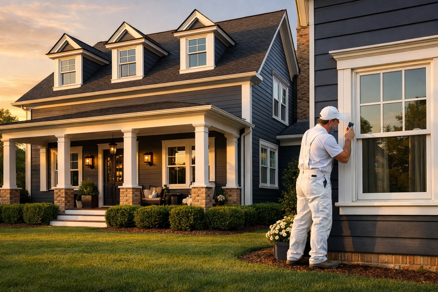 Professional exterior painting and siding repair on a classic Georgia home in Cobb County.