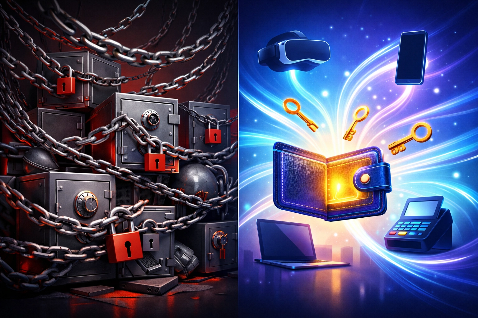 Self-custody wallet architecture vs custodial payment processor solutions across VR and mobile platforms