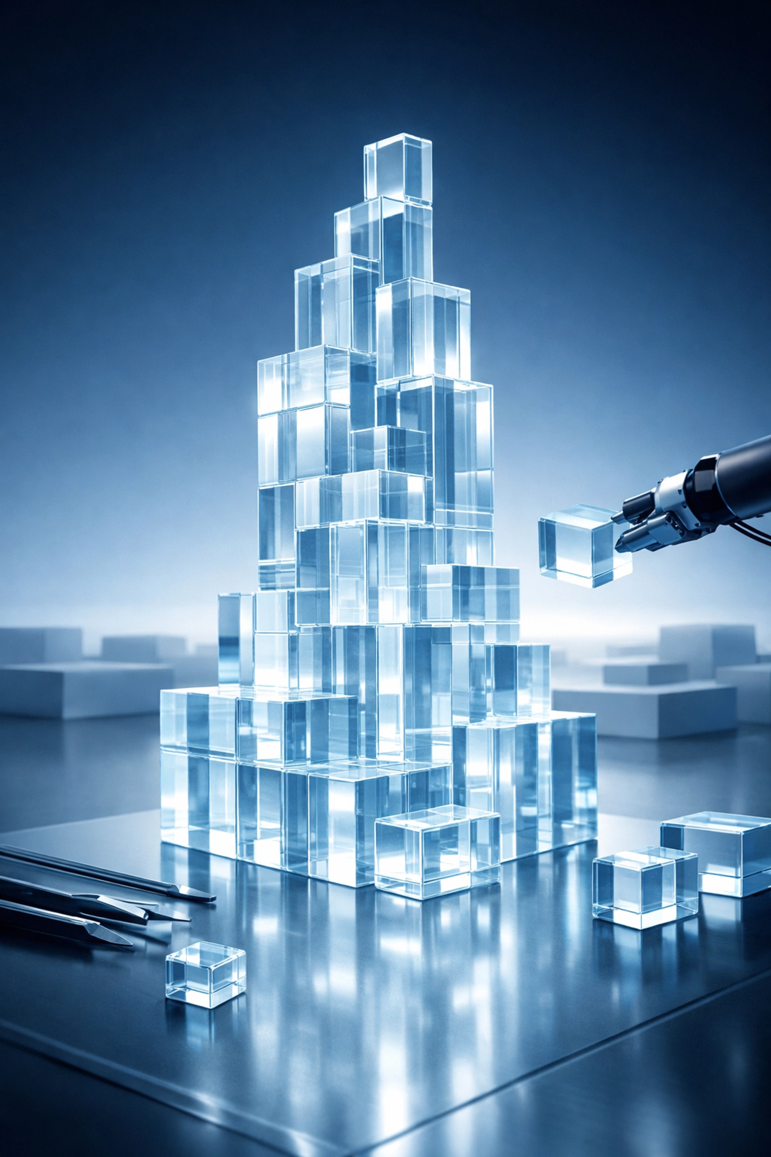 A unique digital structure representing the competitive edge of custom enterprise software over standard SaaS.