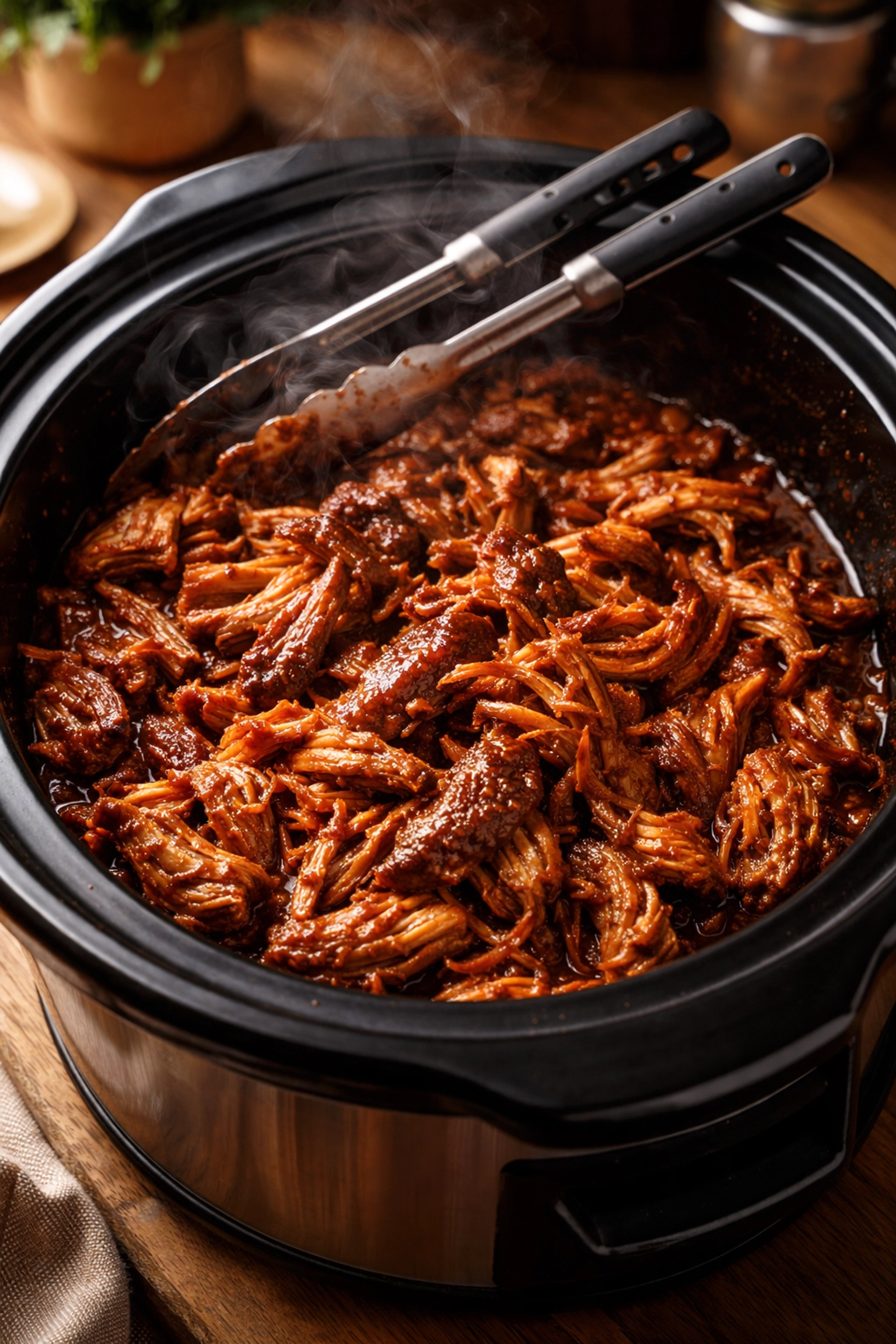 Juicy shredded BBQ pulled pork