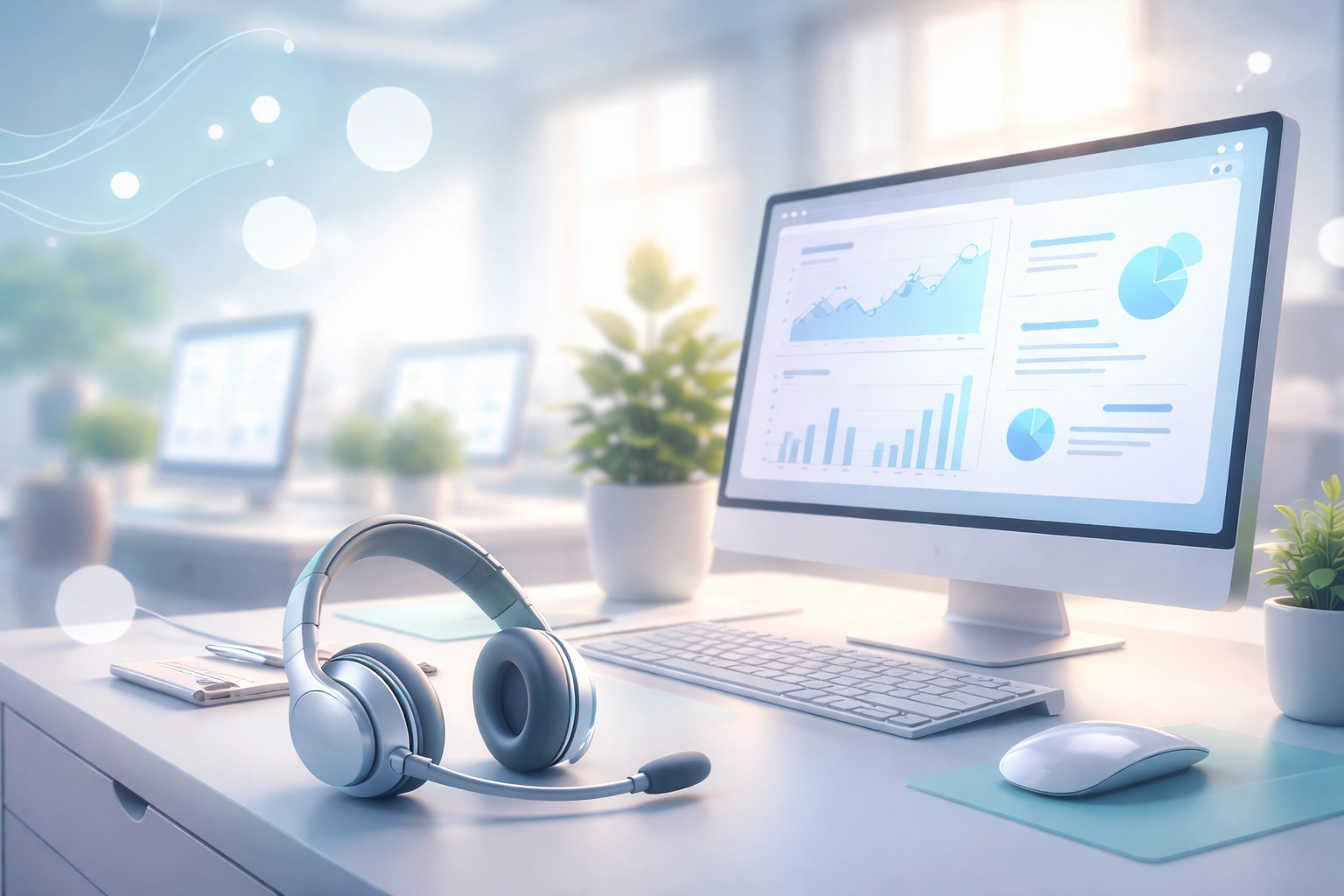 Modern call center workspace representing effective treatment center communication and referral strategies