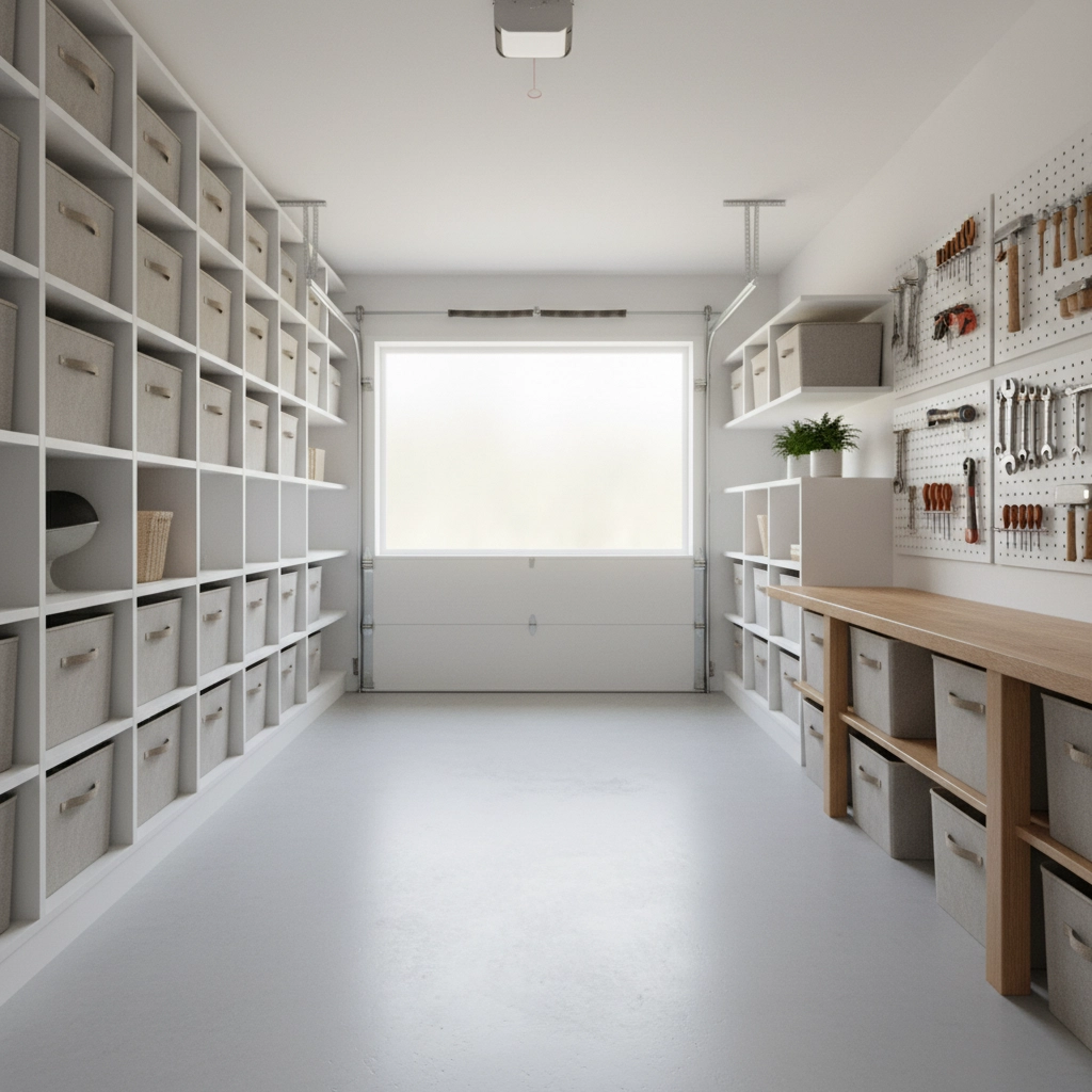 Clean and organized garage demonstrating effective decluttering before selling a Richmond VA home