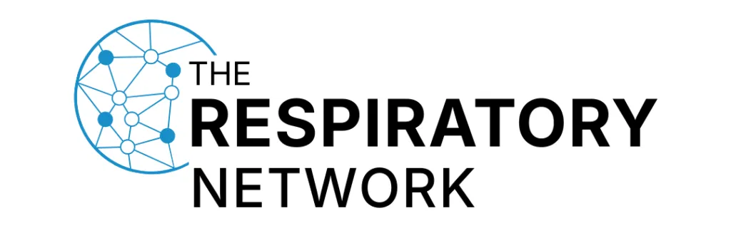 The Respiratory Network logo, featuring a blue network globe with interconnected nodes symbolizing collaboration