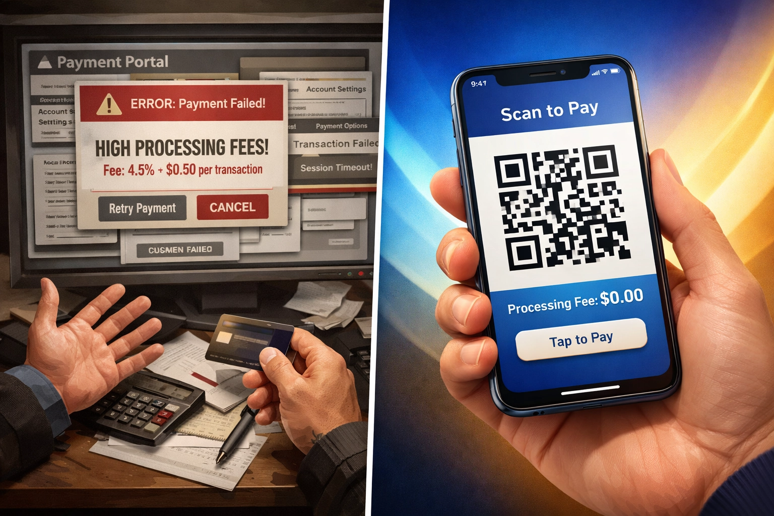 Comparison of traditional payment fees versus Larecoin's gas-only crypto payment system