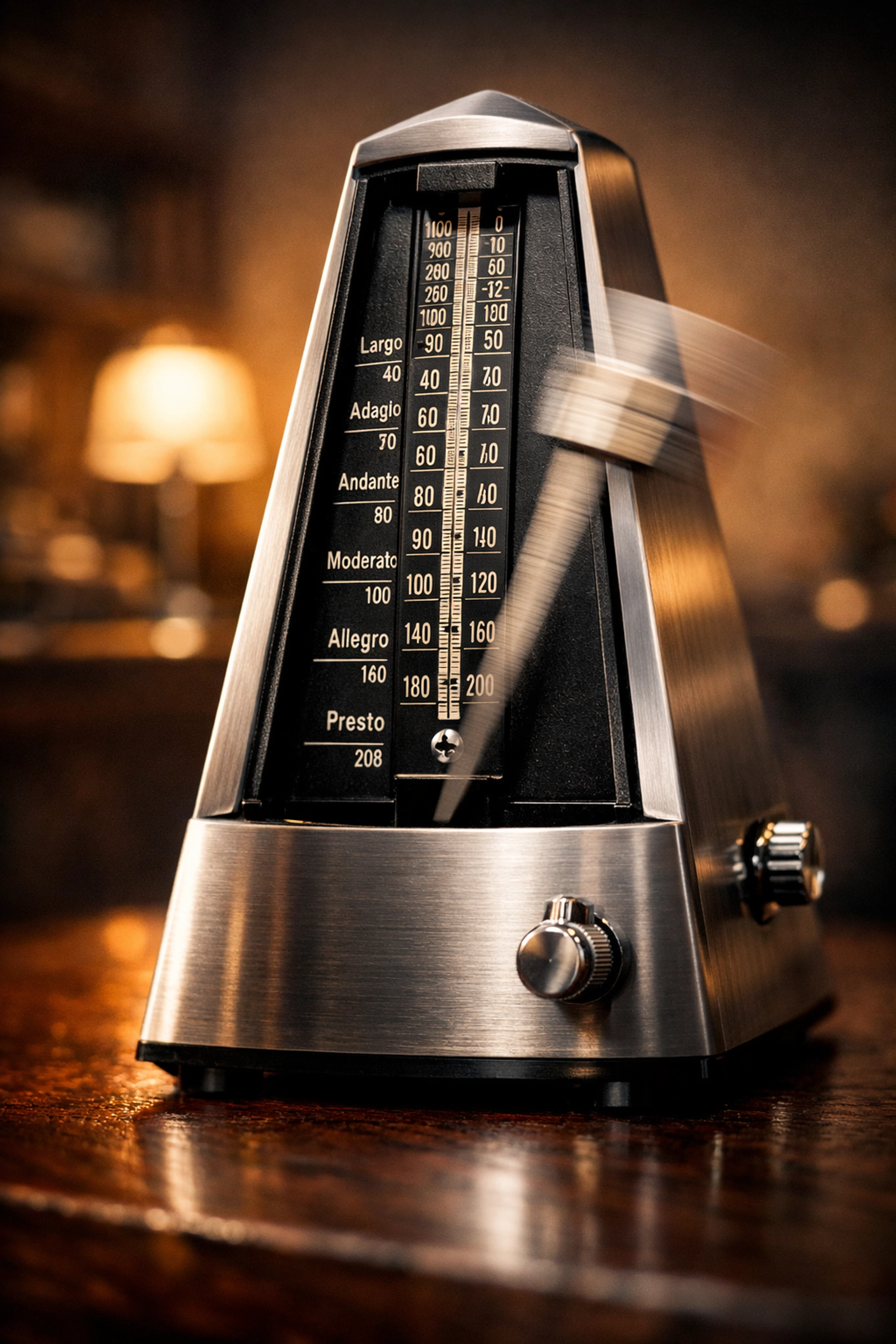 A metronome on a desk symbolizing consistent social media posting frequency for long-term growth.