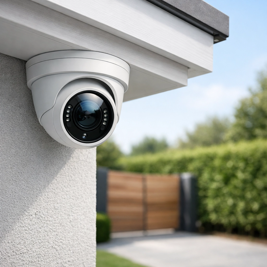 Professional CCTV installation in Exeter showing a modern security camera mounted on a residential home.