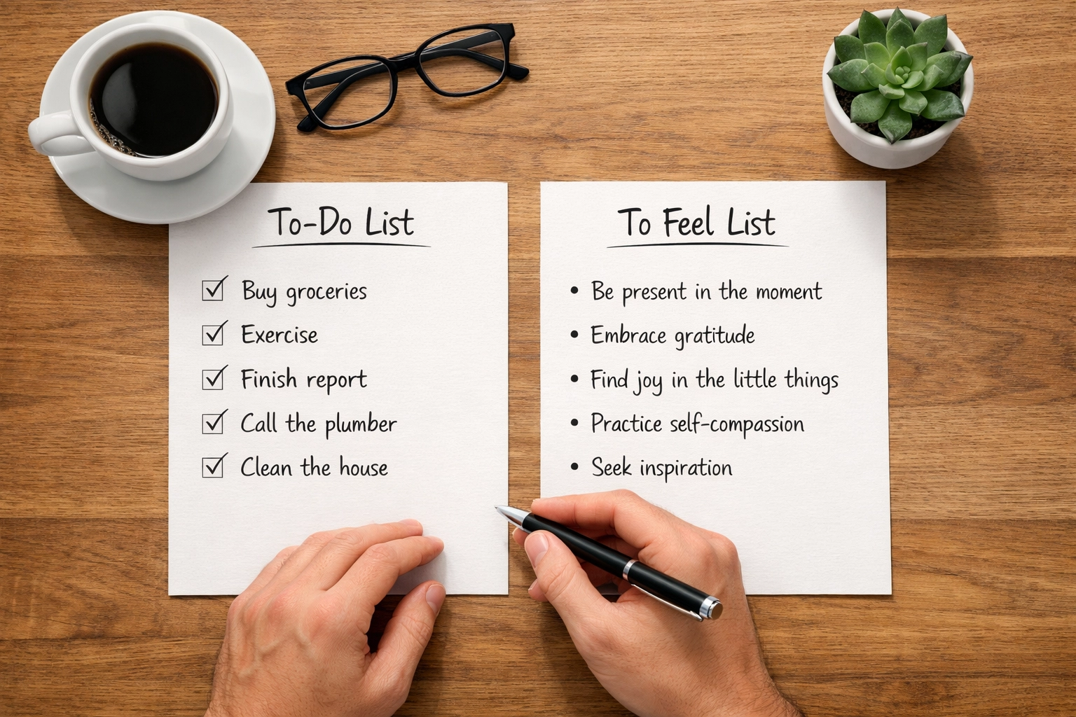 Creating home buying lists comparing practical needs versus emotional priorities